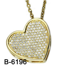 New Design 925 Pure Silver Micro Setting Heart Shape Charm. (B-6196)